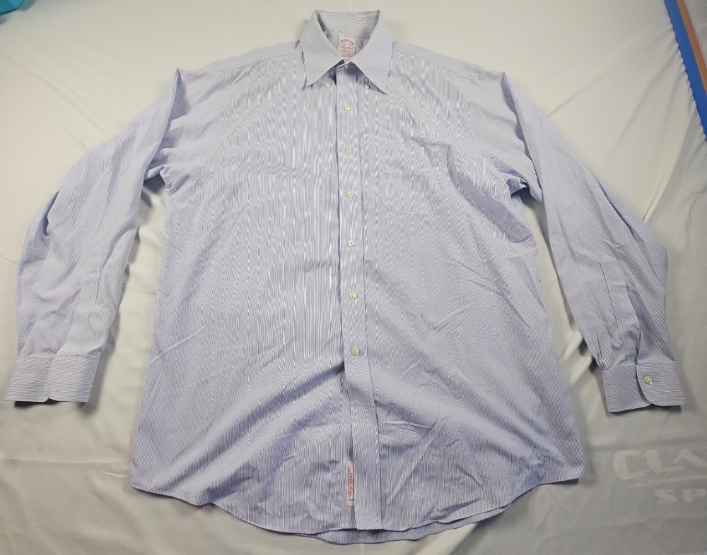 Blue Striped Mens Supima Cotton Madison Dress Shirt 16.5-35 by Brooks Brothers
